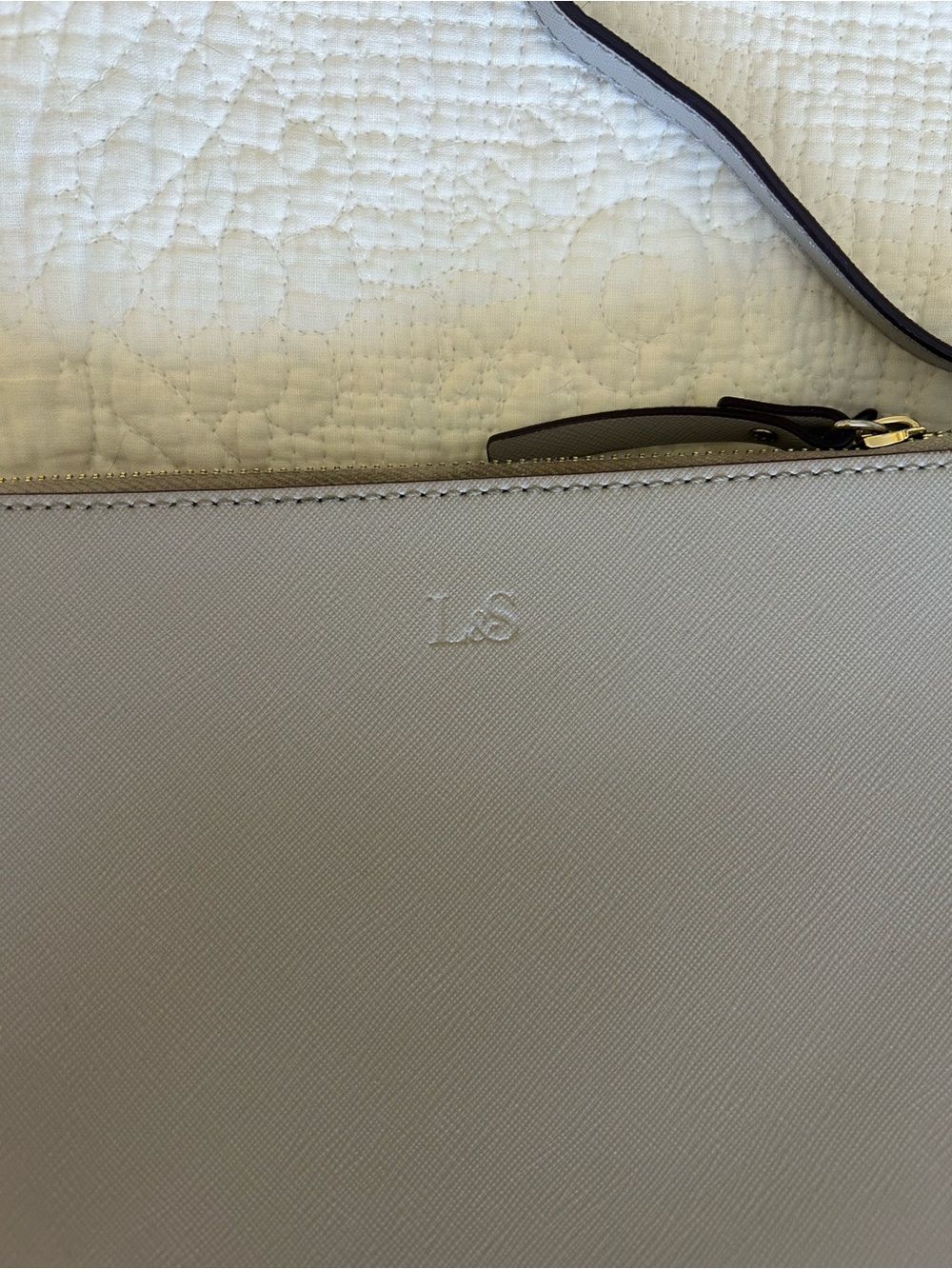 Lo and Sons Pearl Bag in Light Gray Saffiano - Picture 2 of 7